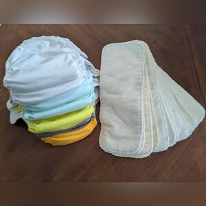 🔟 ALVA Baby Cloth Pocket Diaper Lot / Bundle- Lime, Aqua, White, Orange, & Gray